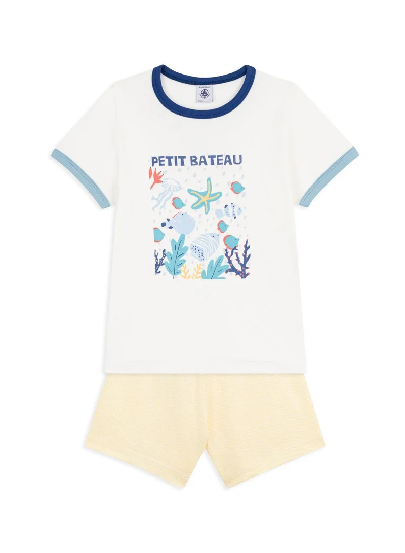 بيتي باتو Children's short cotton pyjamas with an ocean design